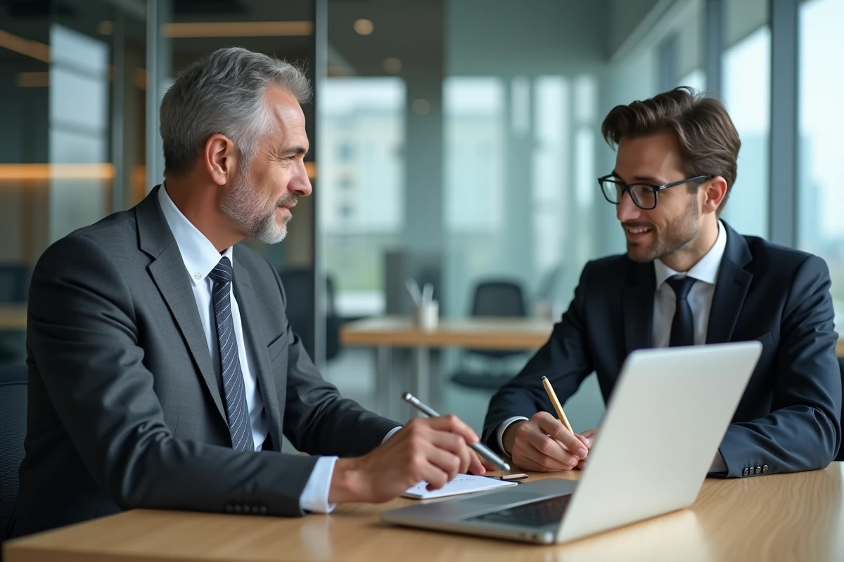 Réunion entre un client et un conseiller financier pour optimiser une assurance vie