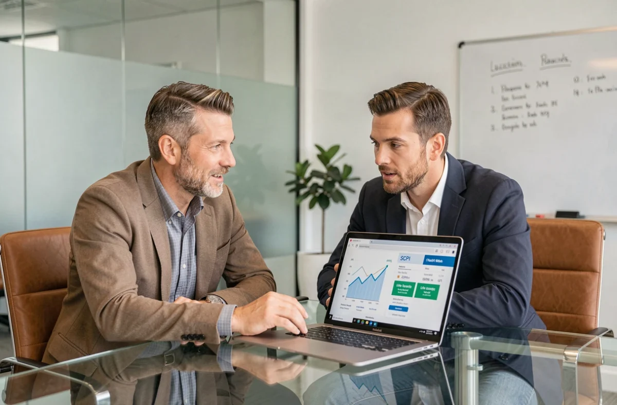 Couple consultant un conseiller sur les rendements SCPI intégrés dans un contrat d'assurance vie
