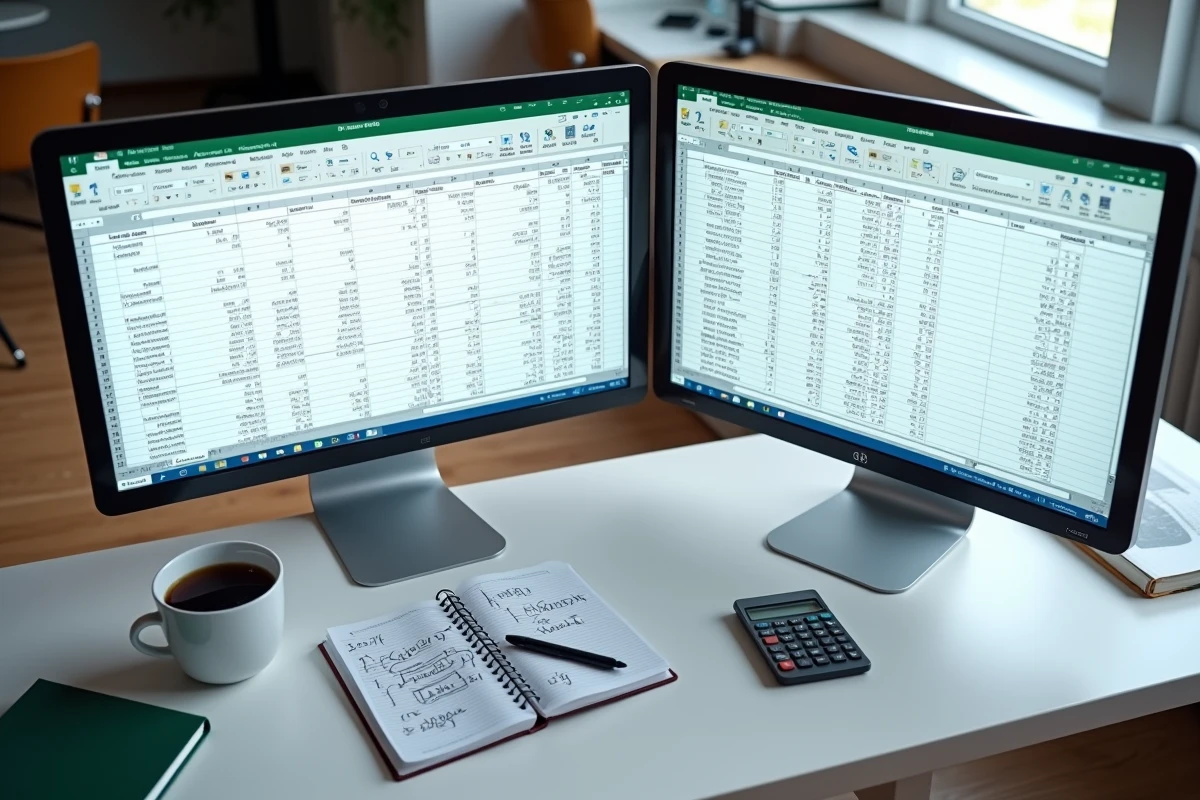 Écran d'ordinateur affichant un classeur Excel avec des formules de calcul du taux d'intérêt d'une rente financière
