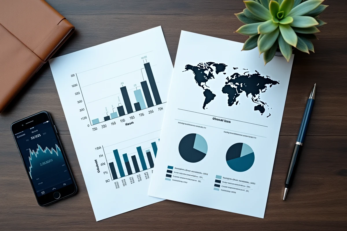 Vue aérienne d'un rapport financier avec des graphiques illustrant un rendement de 10%