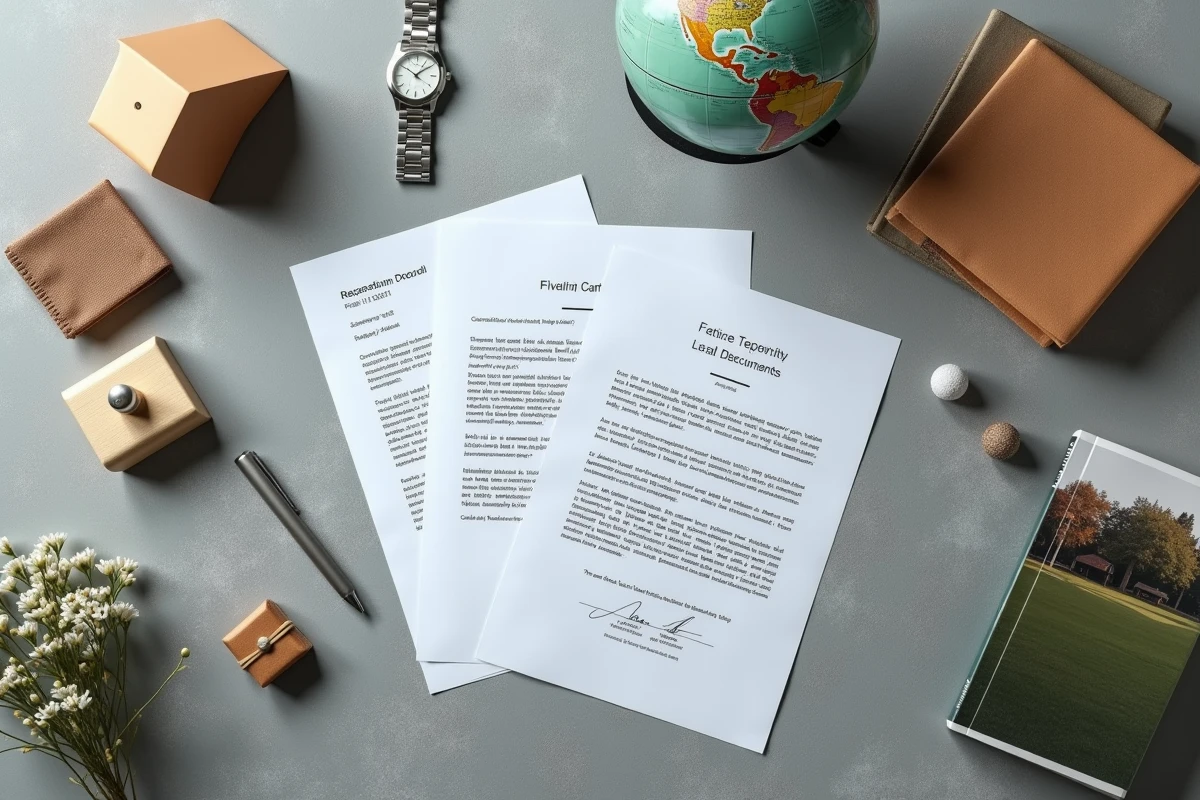 Vue aérienne d'une composition à plat illustrant les trois catégories de biens : biens matériels, immatériels et collectifs